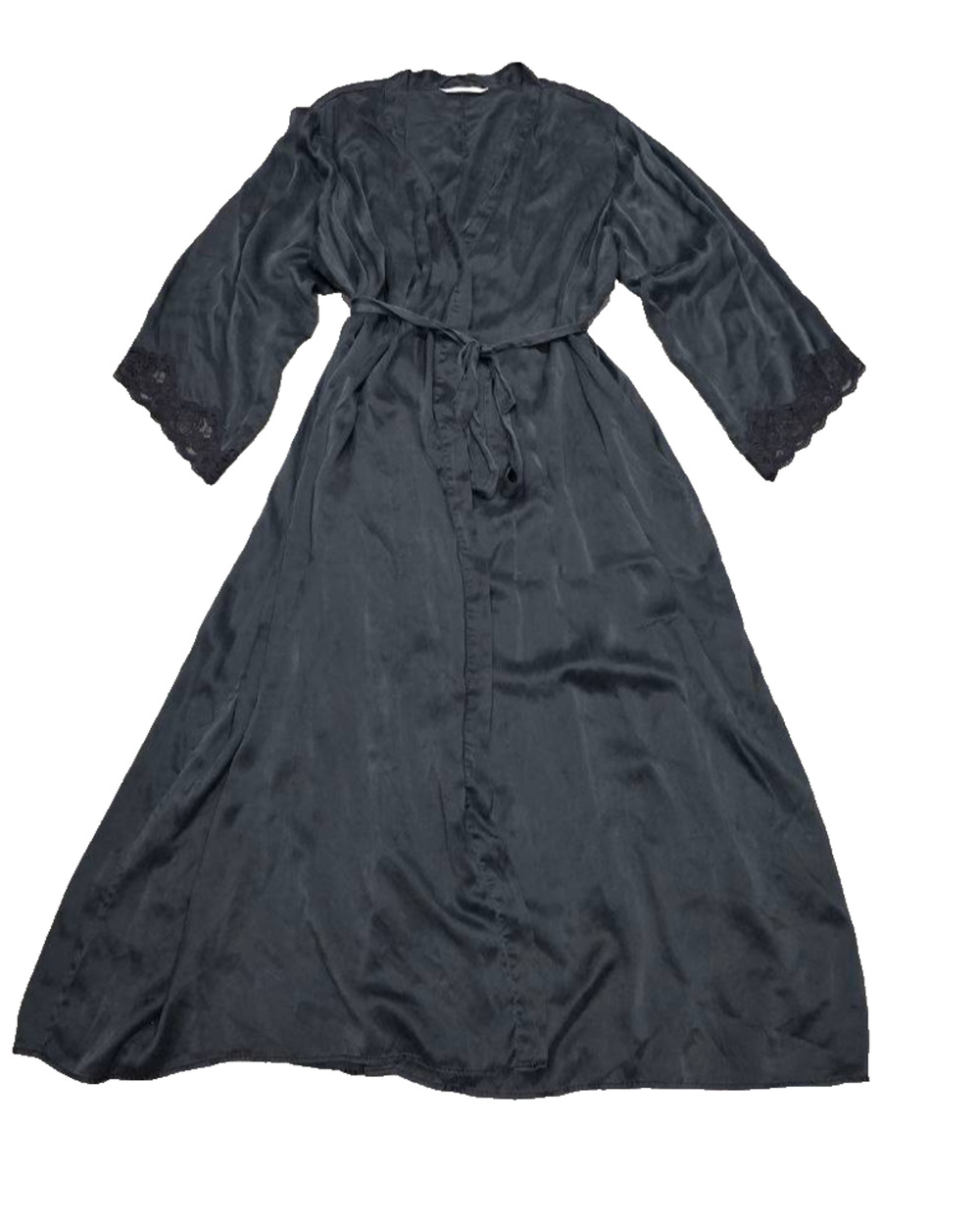 Sensual Black robe silk boho long Full Length Long Silky Robe A009764